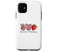 Custodia per iPhone 11 Peace Love Strawberry Shirts Farmer Fragole Amante Frutta