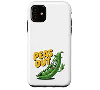 Custodia per iPhone 11 Peas Out - Divertente gioco di parole a forma di pisello con scritta «Peas Out Giving Peace»
