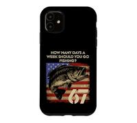 Custodia per iPhone 11 Pesca Boy American USA Flag Bass Fish 67
