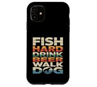Custodia per iPhone 11 Pesce Hard Drink Birra Passeggiata Cane Pesca Divertente
