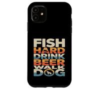 Custodia per iPhone 11 Pesce Hard Drink Birra Passeggiata Cane Pesca Divertente