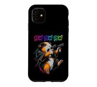 Custodia per iPhone 11 Pew Pew Pew Divertente cavia Laser Blaster Cavy Animal Humor
