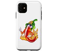 Custodia per iPhone 11 Piccante vigile del fuoco peperoncino fumetto divertente fuoco eroe disegno
