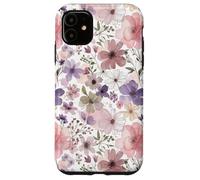 Custodia per iPhone 11 Pink Purple Flower Watercolour Floral Wildflower Cute