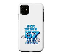 Custodia per iPhone 11 Pixel Six Seven Numbers Stile di gioco retrò