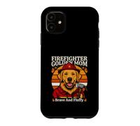 Custodia per iPhone 11 Pompiere Golden Mom coraggioso e soffice cane