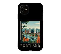 Custodia per iPhone 11 Portland, oregon, orizzonte, ponte, fiume, retro, città, arte