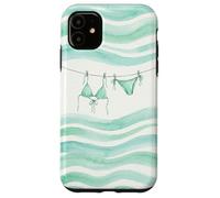 Custodia per iPhone 11 Preppy bikini estate costiera cowgirl pastello azzurro chic