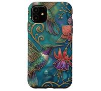 Custodia per iPhone 11 Pretty Hummingbird Bird Floral Ornate Art