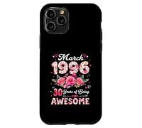 Custodia per iPhone 11 Pro 30 anni marzo 1996 floreale 30 ° compleanno uomo donna