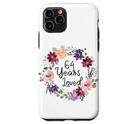 Custodia per iPhone 11 Pro 64 Years Loved Floral 64th Birthday Women 64 Years Loved