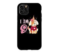 Custodia per iPhone 11 Pro 9 ° compleanno ragazza cane cuccioli bambini io sono 9