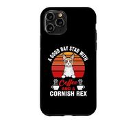 Custodia per iPhone 11 Pro A Good Day Starts With Coffee And A Cornish Rex Cat