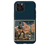 Custodia per iPhone 11 Pro Abraham Lincoln Playing Electric Guitar 4th of July Retro