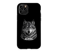 Custodia per iPhone 11 Pro Alpha Wolf Motivational Black White Wildlife Natura