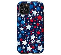 Custodia per iPhone 11 Pro American Star Pattern Rosso Bianco Blu Celebrazione Patriottica
