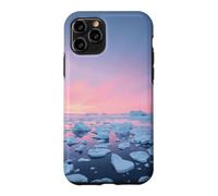 Custodia per iPhone 11 Pro Arctic Iceberg Field Sotto Rosa Polare Alba Paesaggio