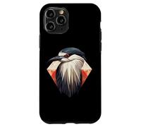 Custodia per iPhone 11 Pro Arte geometrica dell'airone notturno coronato nero, carino uccello Lov