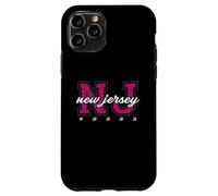 Custodia per iPhone 11 Pro Arte universitaria retrò del New Jersey Cheer Pink Leopard