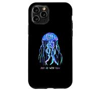 Custodia per iPhone 11 Pro Awesome Cute UnderWater Fish Sea Just Go With Flow JellyFish