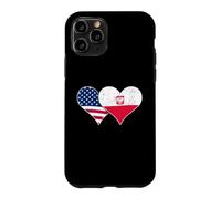 Custodia per iPhone 11 Pro Bandiere USA e Polonia - Cuori vintage americani e polacchi
