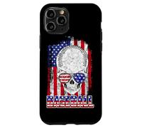 Custodia per iPhone 11 Pro Baseball American Flag Skull Sunglass Patriotic 4th July