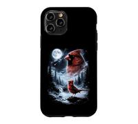 Custodia per iPhone 11 Pro Birdwatcher retrò Red Cardinal Bird che ulula alla luna degli anni '90