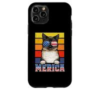 Custodia per iPhone 11 Pro Birman Cat 4th Of July Merica American Mericat Cats Lovers