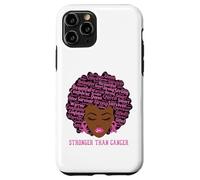 Custodia per iPhone 11 Pro Black Women Queen Stronger Than Breast Cancer Pink Ribbon