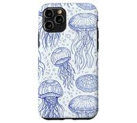 Custodia per iPhone 11 Pro Blue Jellyfish Ocean Pattern Aquatic Marine Life