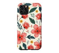 Custodia per iPhone 11 Pro Bold Teal verde foglie rosso rosa fiori floreali