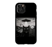 Custodia per iPhone 11 Pro Bruh Black Cat Selfie UFO Astronave Aliena Meme Paranormale