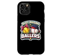 Custodia per iPhone 11 Pro Busy Raising Ballers Softball Baseball Padre Papà Bambini Papà