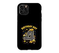 Custodia per iPhone 11 Pro Camion dell'escavatore della costruzione del ragazzo di quarto compleanno