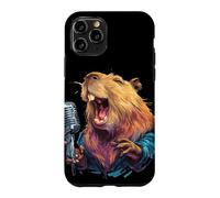 Custodia per iPhone 11 Pro Capibara con microfono per gli amanti del karaoke