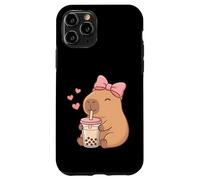 Custodia per iPhone 11 Pro Capybara Coquette Bow Kawaii Capybara Drink Bubble Tea Ragazze