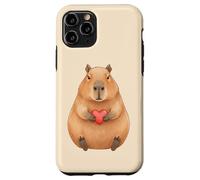 Custodia per iPhone 11 Pro Carino Capibara Holding Cuore Rosso Valentine Love