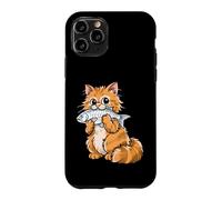 Custodia per iPhone 11 Pro Carino Gatto Che Tiene Pesce Kawaii Pesca Gattino