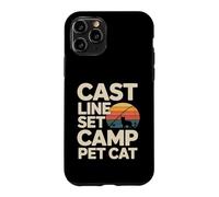 Custodia per iPhone 11 Pro Cast Line Set Camp Pet Cat Pesca Campeggio