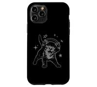 Custodia per iPhone 11 Pro Cat Headphones Stars Silly 90s Grunge Y2K Vintage Graphic