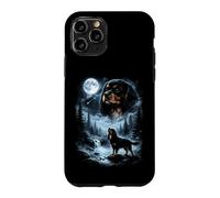 Custodia per iPhone 11 Pro Cavalier King Charles Spaniel Ululando alla Luna Retro anni '90