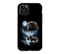 Custodia per iPhone 11 Pro Cavalier King Charles Spaniel Ululando alla Luna Retro anni '90