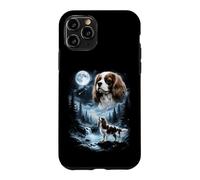 Custodia per iPhone 11 Pro Cavalier King Charles Spaniel Ululando alla Luna Retro anni '90