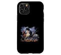 Custodia per iPhone 11 Pro Cavalli in esecuzione Vintage anni '90 Fulmine Tempesta Western Cow