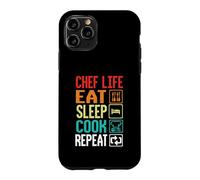 Custodia per iPhone 11 Pro Chef Life Eat Cook Repeat Funny Cooking Chefs Lover