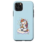 Custodia per iPhone 11 Pro Chibi Unicorno Mangia Arcobaleno Spaghetti Pasta Grafica