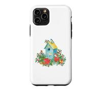 Custodia per iPhone 11 Pro Christmas Holiday Wreath Birdhouse Birds & Bells