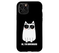 Custodia per iPhone 11 Pro Ciao sono imbarazzante Gatto divertente introverso Ansia