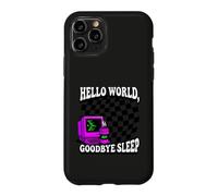 Custodia per iPhone 11 Pro Coder Hello World Goodbye Sleep Computer Science Retro