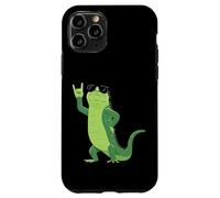 Custodia per iPhone 11 Pro Cool Iguana Rock On Funny Rettile Amante Animale Grafica Mano